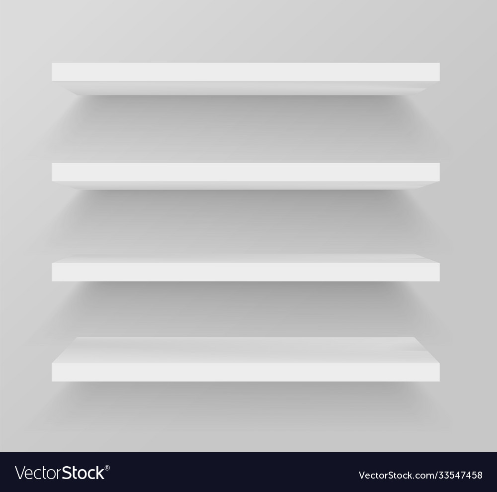 Clean shelf on wall empty store stand vector image Clean shelf on wall empty store stand