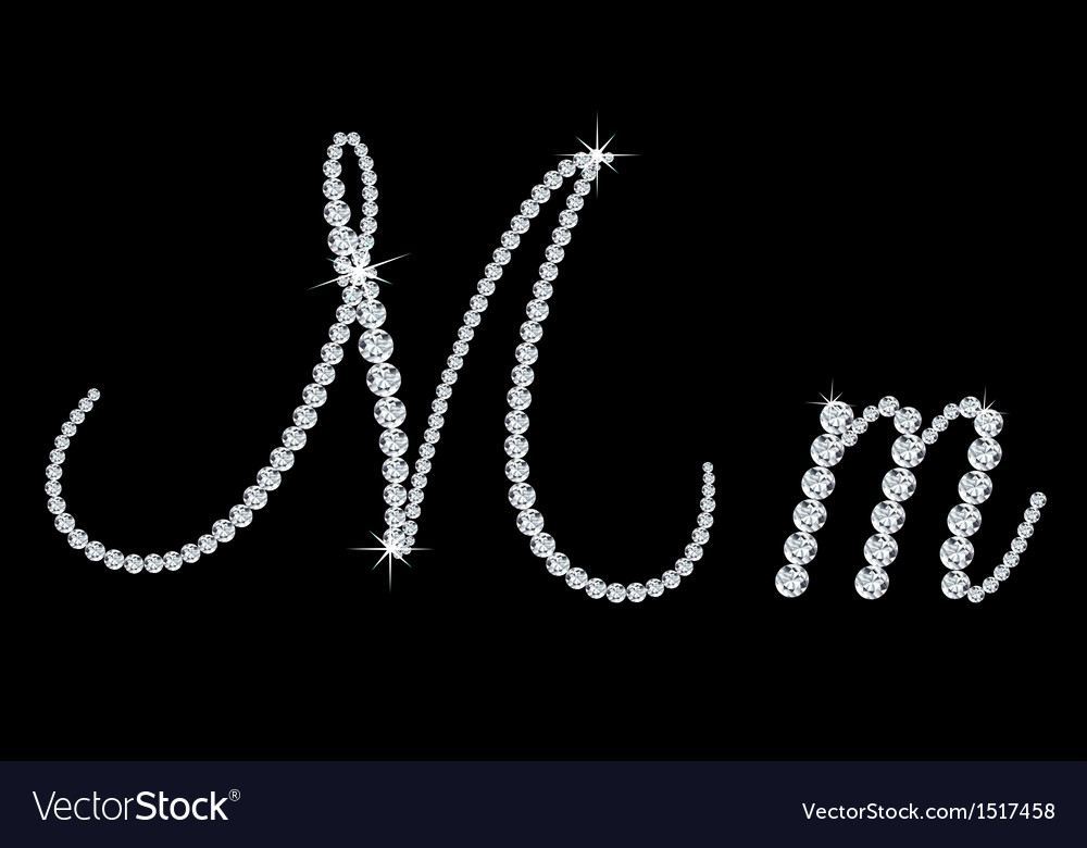 Diamond alphabetic letters m Royalty Free Vector Image