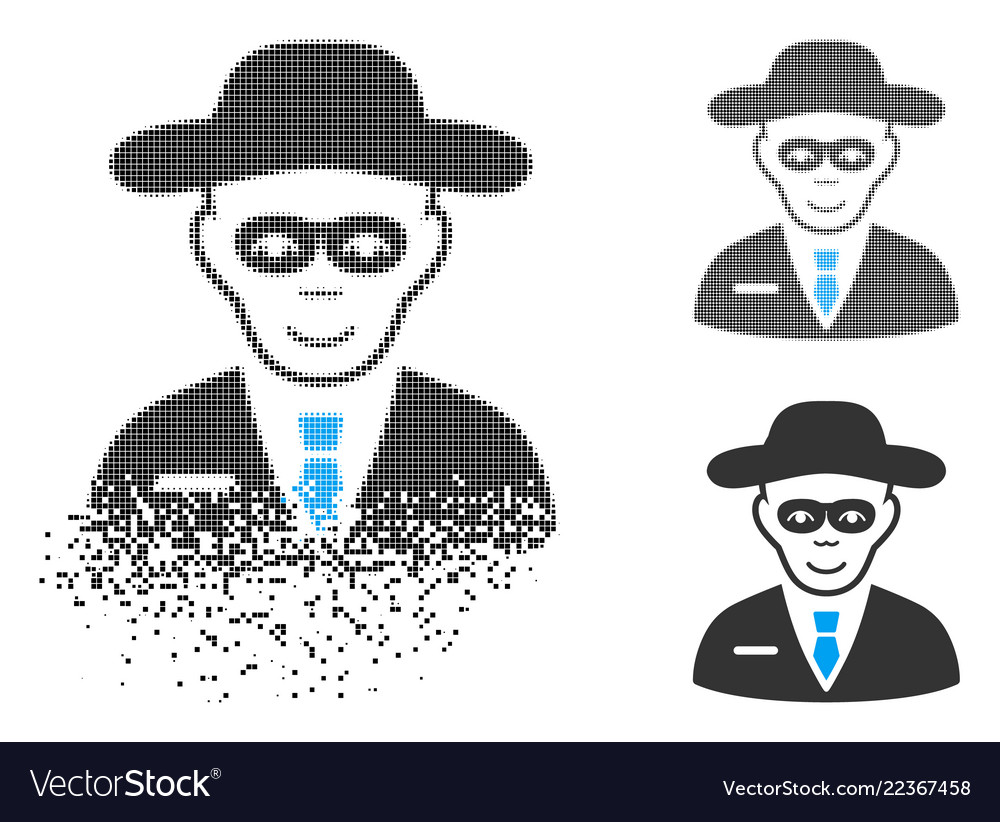 Dissolved pixelated halftone security agent icon vector image Dissolved pixelated halftone security agent icon