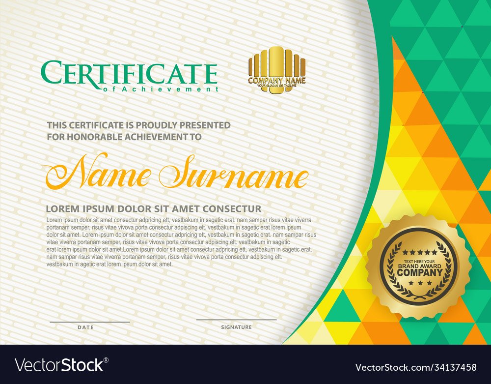 Horizontal certificate template with triangle