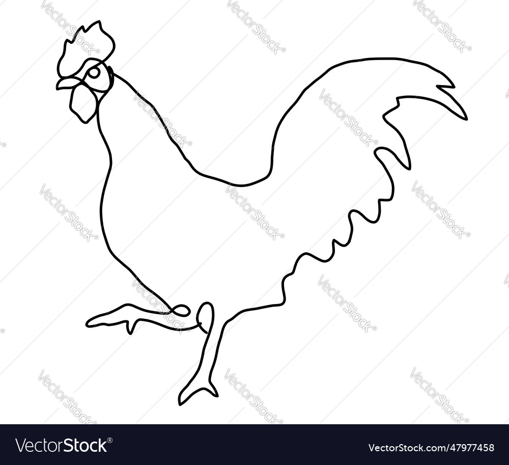 One line art hen drawings Royalty Free Vector Image