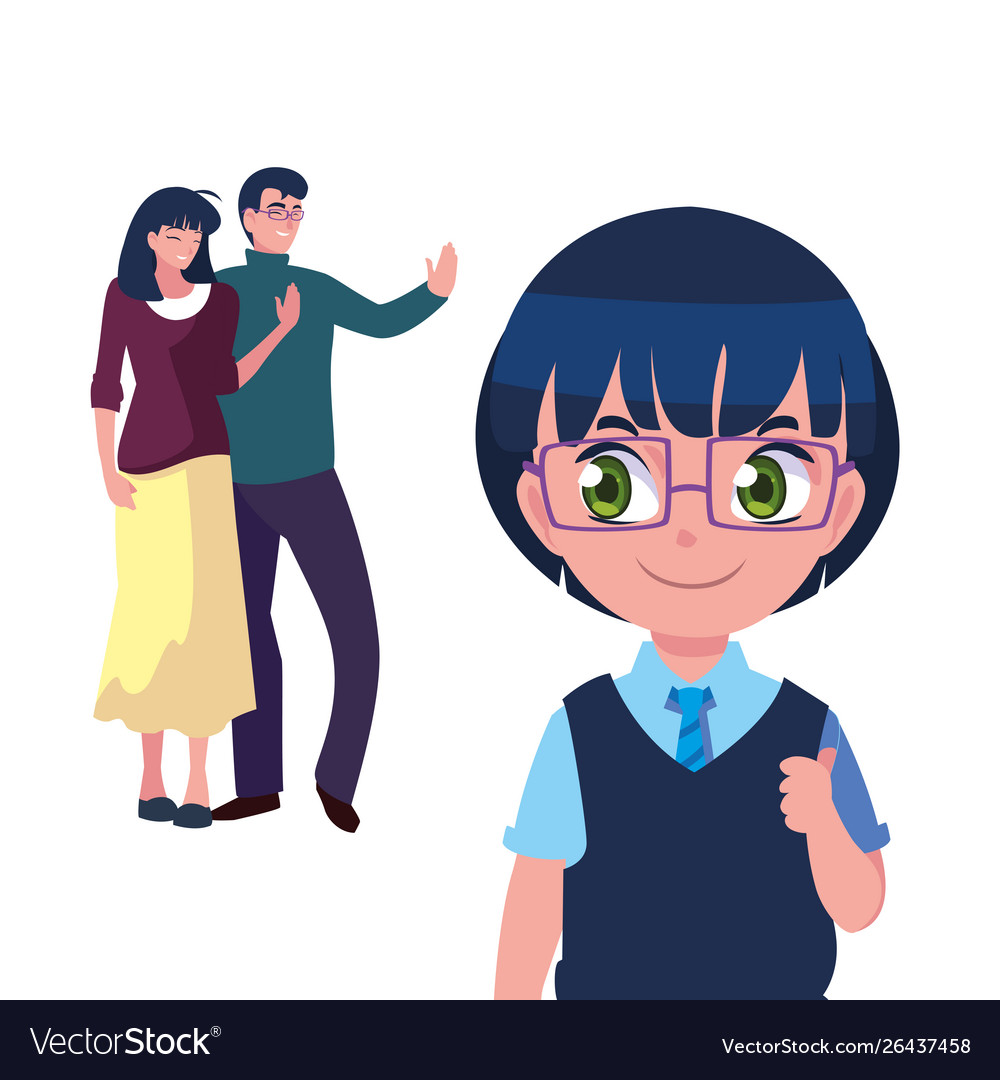 Parents with school boy Royalty Free Vector Image