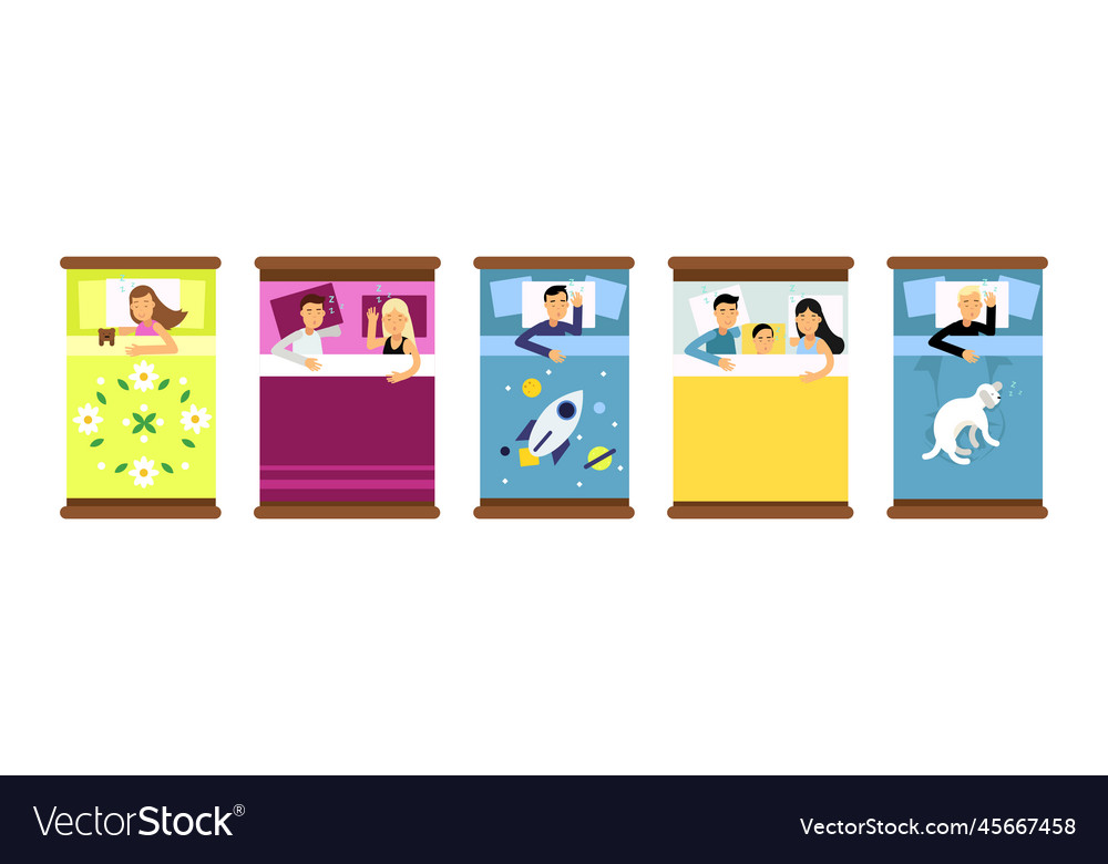 People sleeping in different positions at home Vector Image