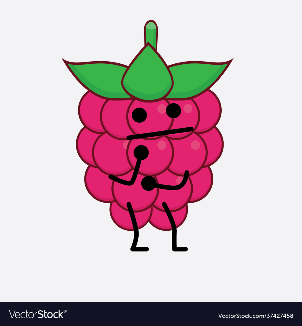 Raspberry fruit cute character with simple face