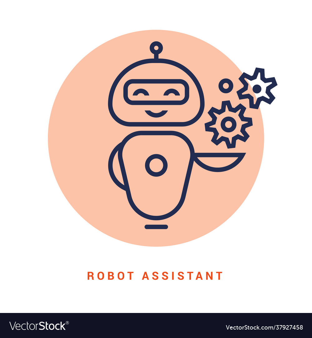 Robot assistant icon on line style android human Vector Image Robot assistant icon on line style android human