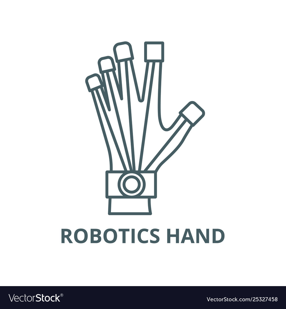 Robotics hand line icon linear concept