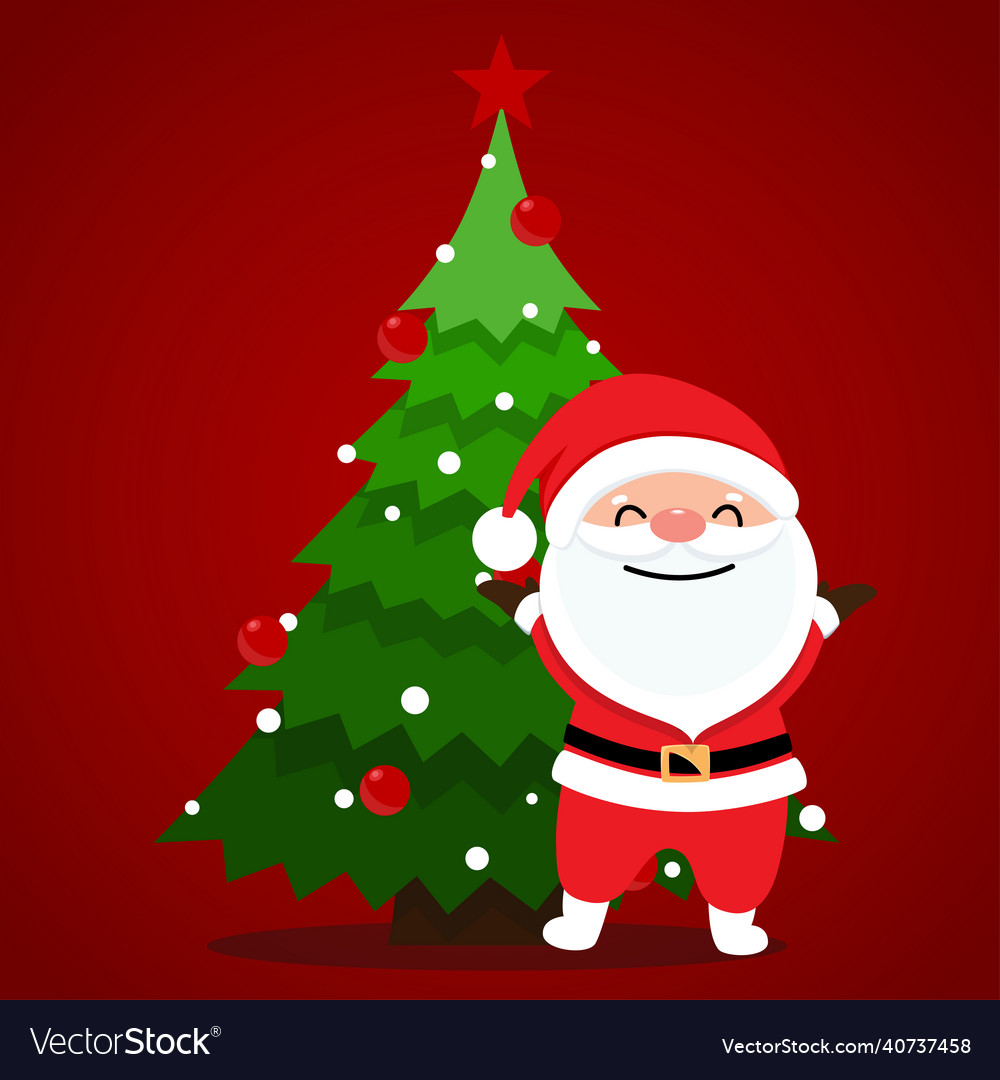 Santa claus and christmas tree merry vector image Santa claus and christmas tree merry