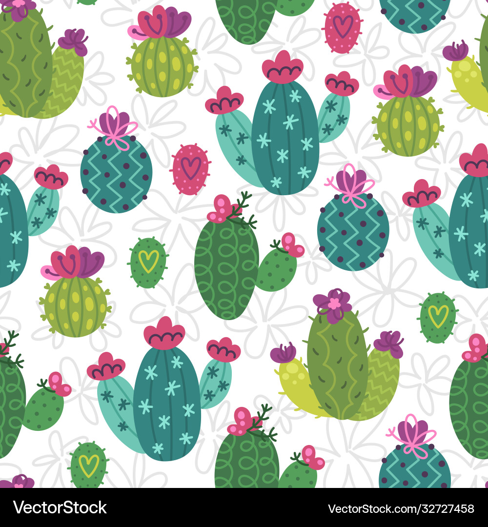 Seamless cactus pattern Royalty Free Vector Image