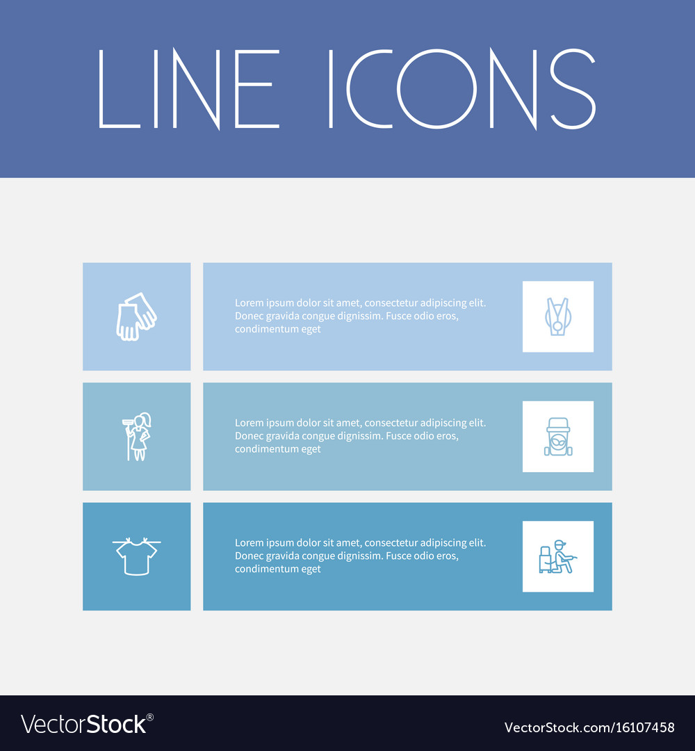 Set of 6 editable cleanup outline icons includes