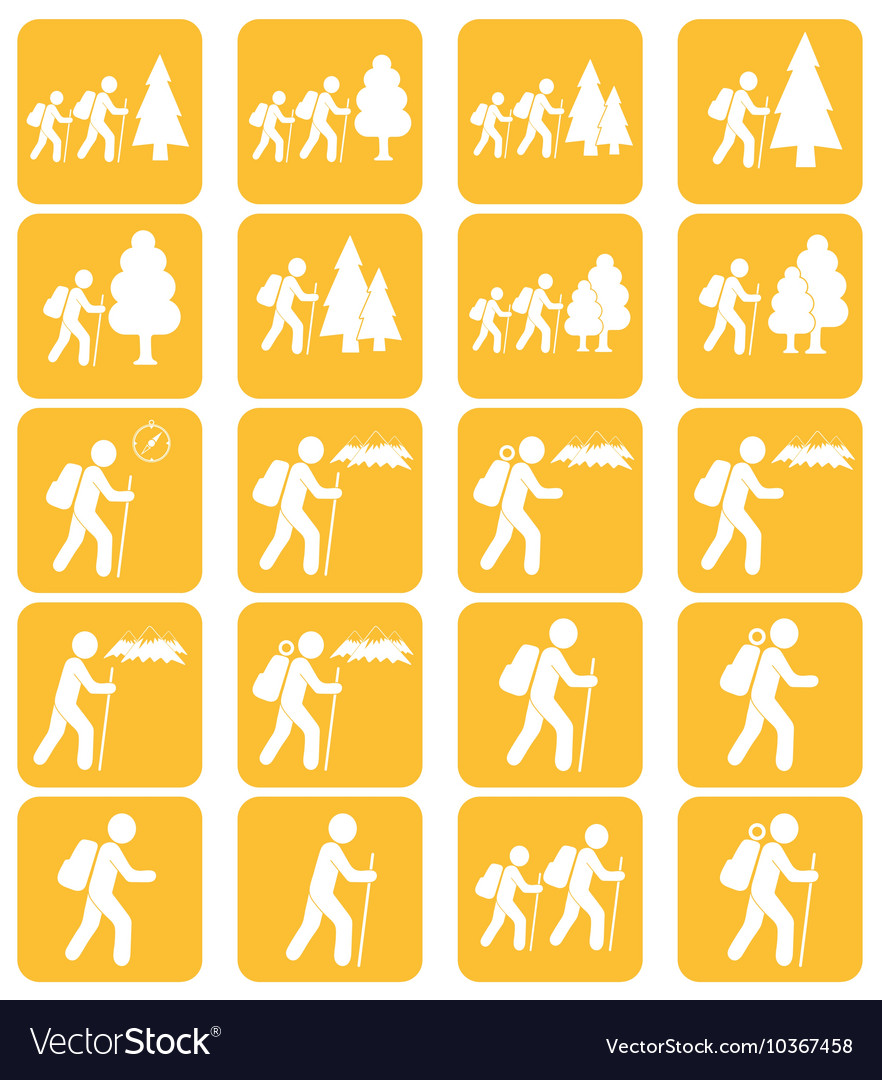 Set of hiking event icons