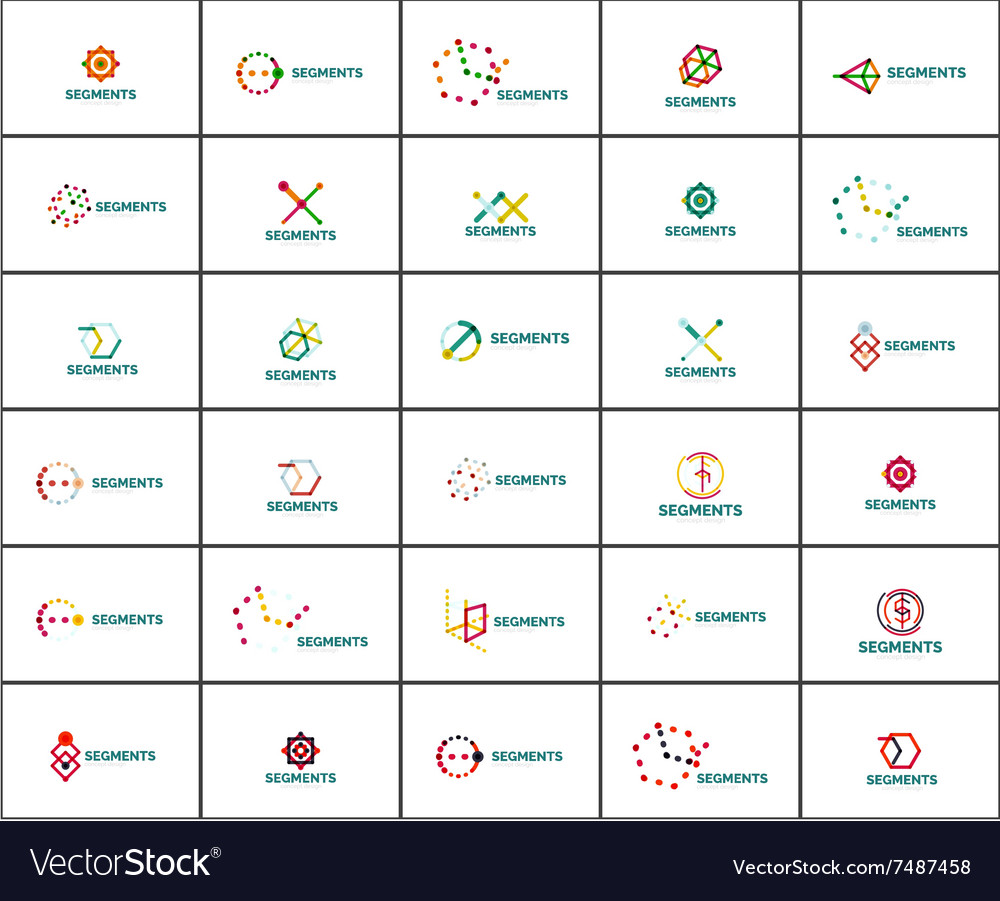 Set of linear abstract logos and swirl shapes