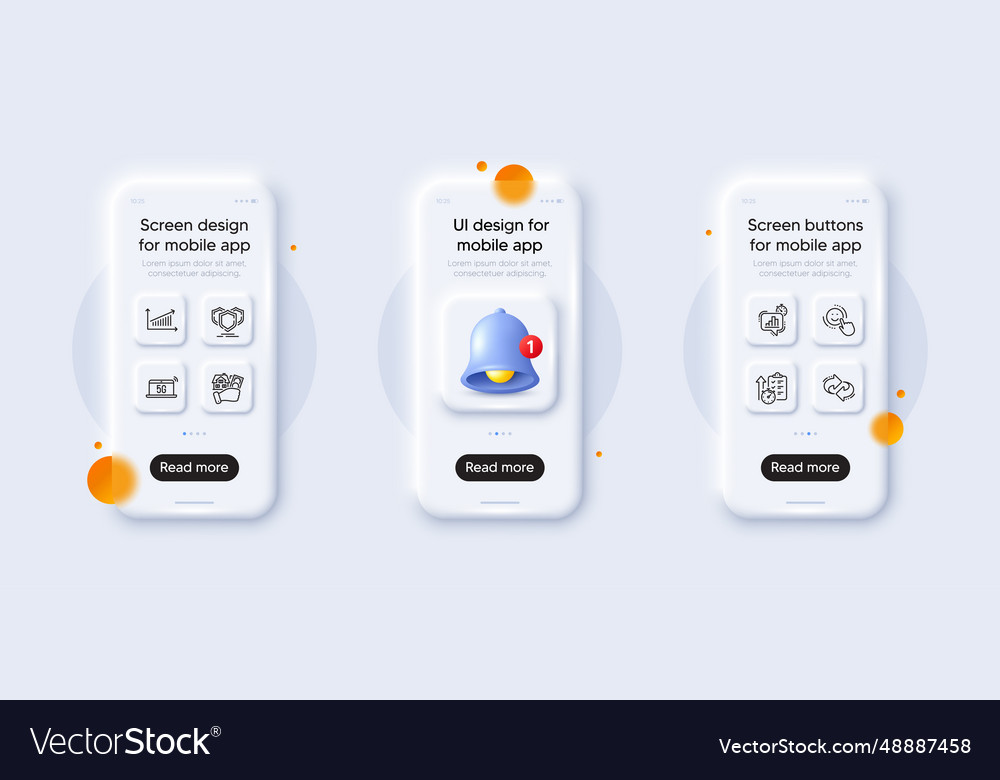 Smile timer and 5g notebook line icons pack vector image Smile timer and 5g notebook line icons pack