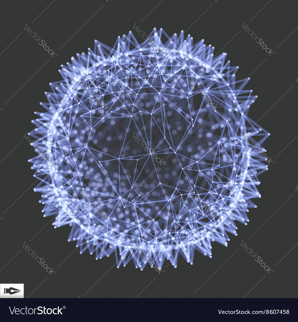Sphere with connected lines and dots glowing grid