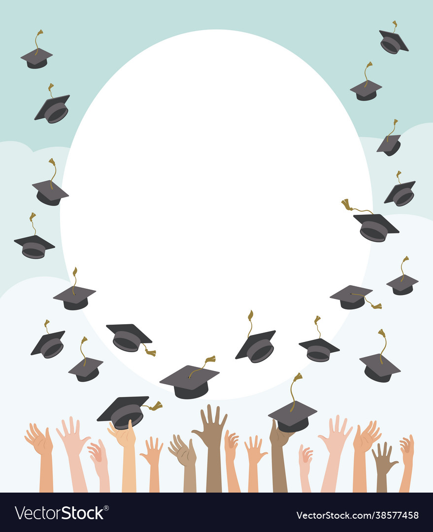 Students throwing graduation hats in air Vector Image