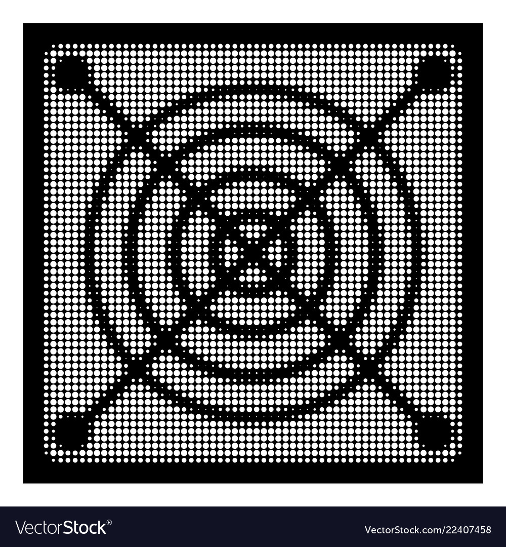 White halftone mining asic hardware icon vector image White halftone mining asic hardware icon