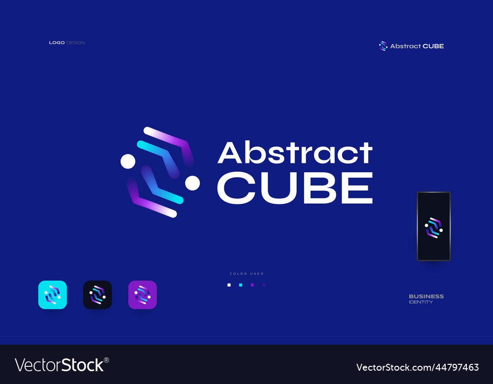 Abstract and colorful cube logo design Vector Image Abstract and colorful cube logo design