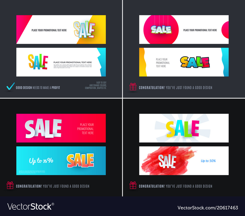 Abstract set of modern horizontal website