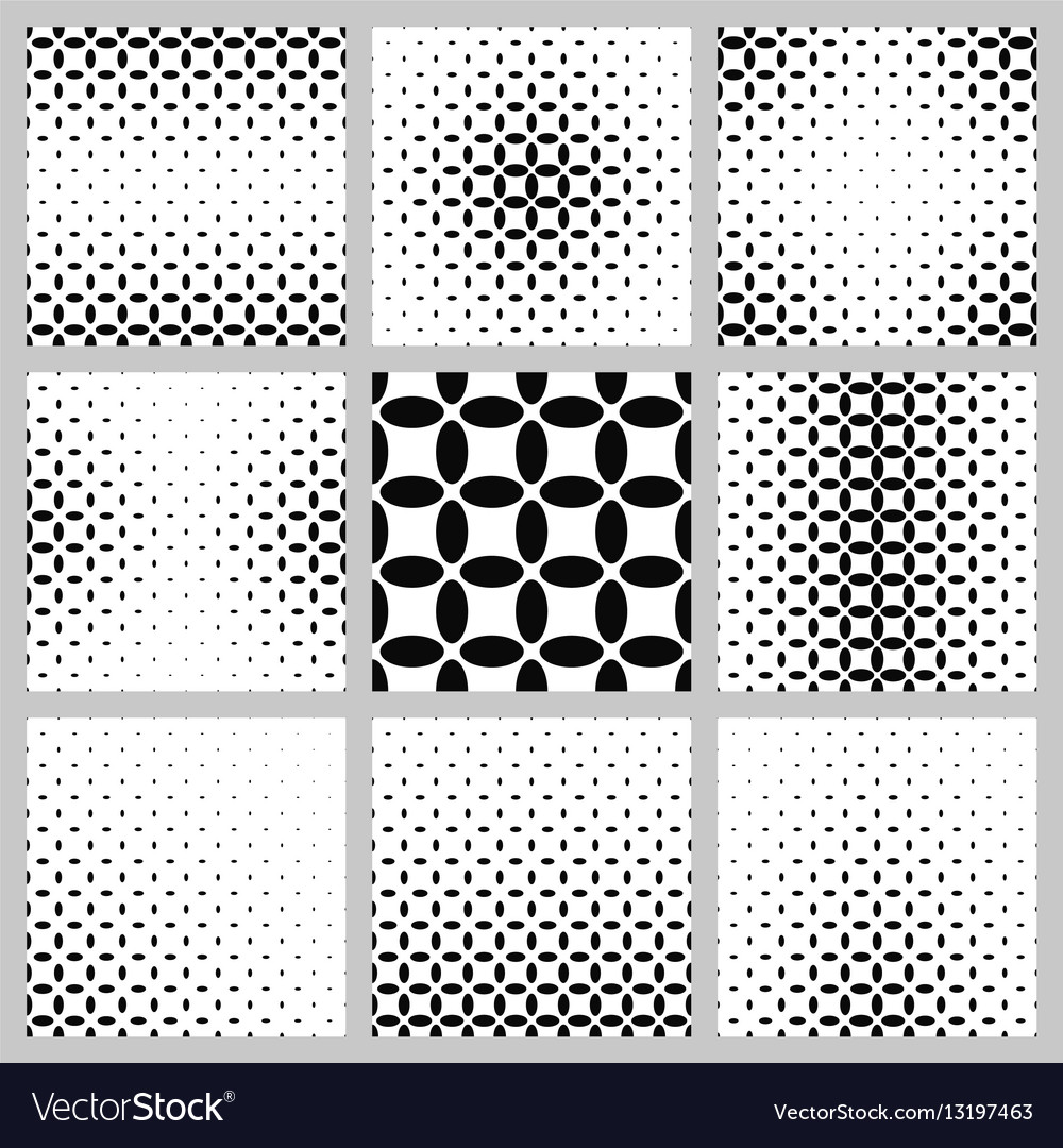 Black and white ellipse pattern background set