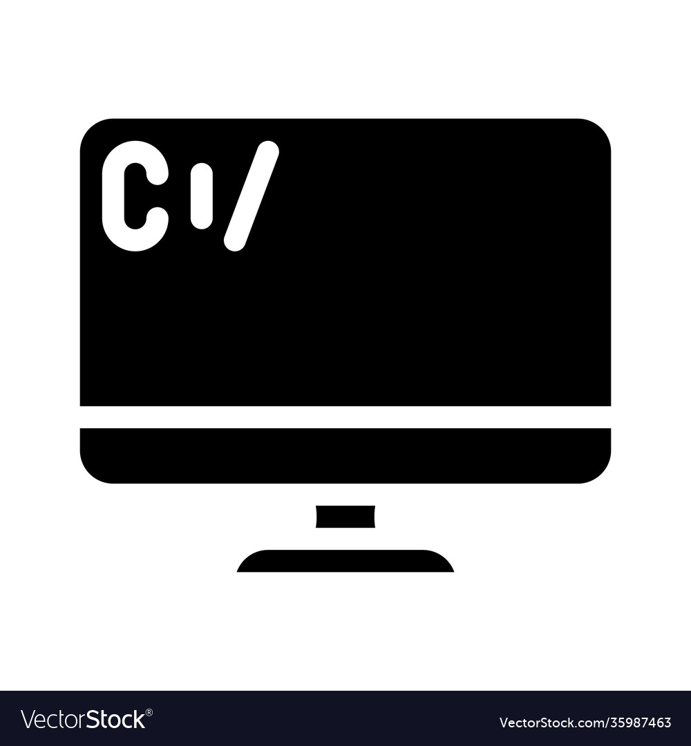Coding operating system glyph icon vector image Coding operating system glyph icon