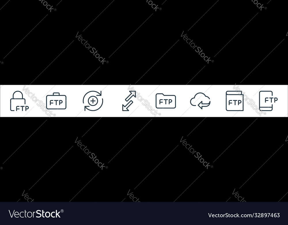 Data transfer line icons linear set quality vector image Data transfer line icons linear set quality