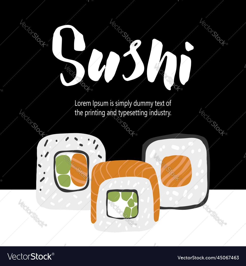 Design template with sushi set vector image Design template with sushi set