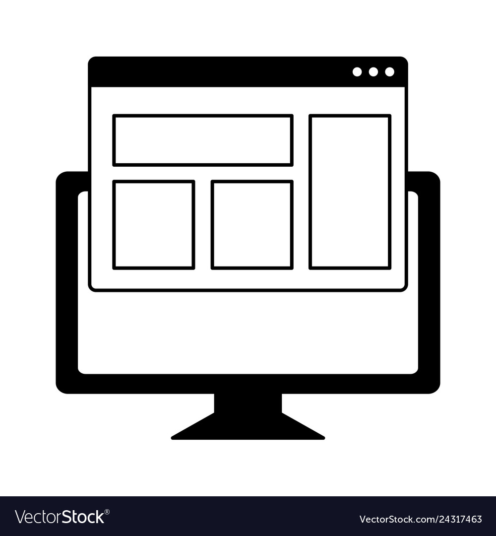 Desktop computer with webpage template vector image Desktop computer with webpage template