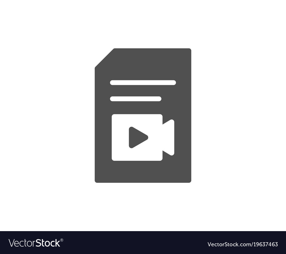 Document with video simple icon vlog file sign