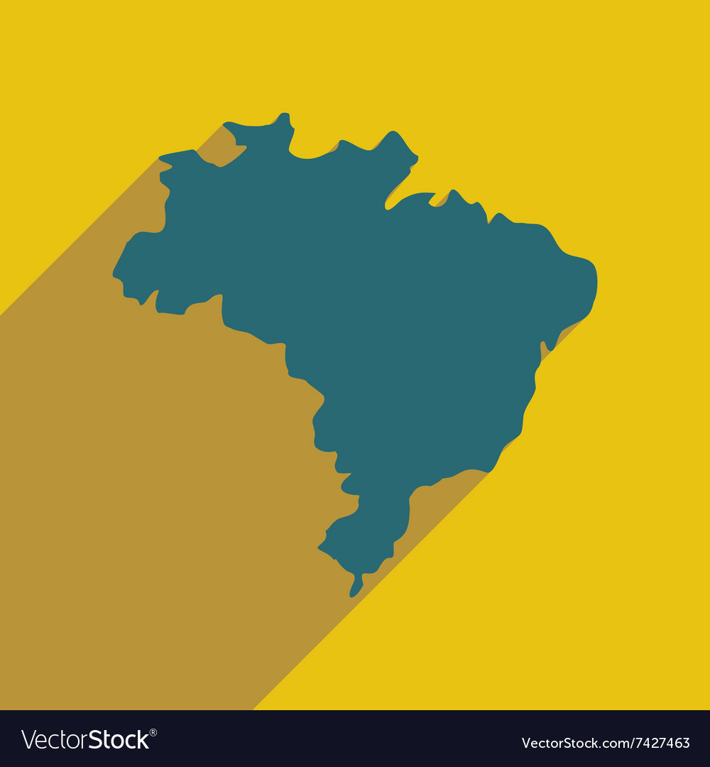 Flat icon with long shadow map of brazil