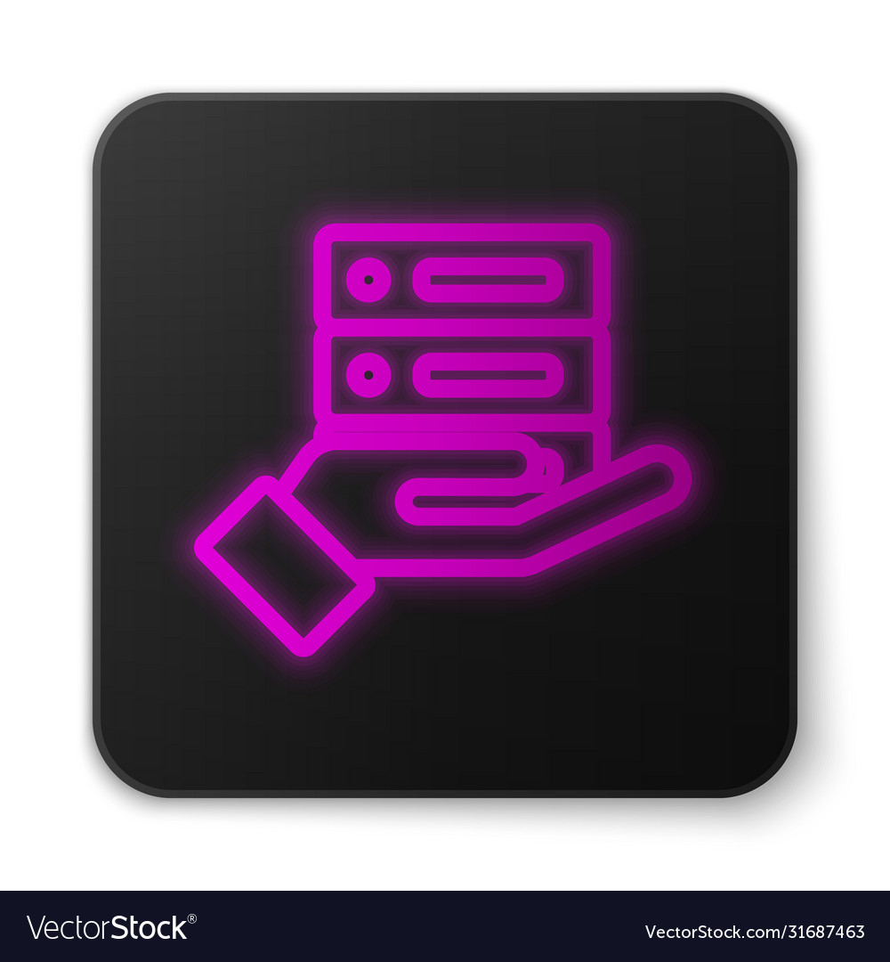 Glowing neon line server data web hosting icon Vector Image Glowing neon line server data web hosting icon