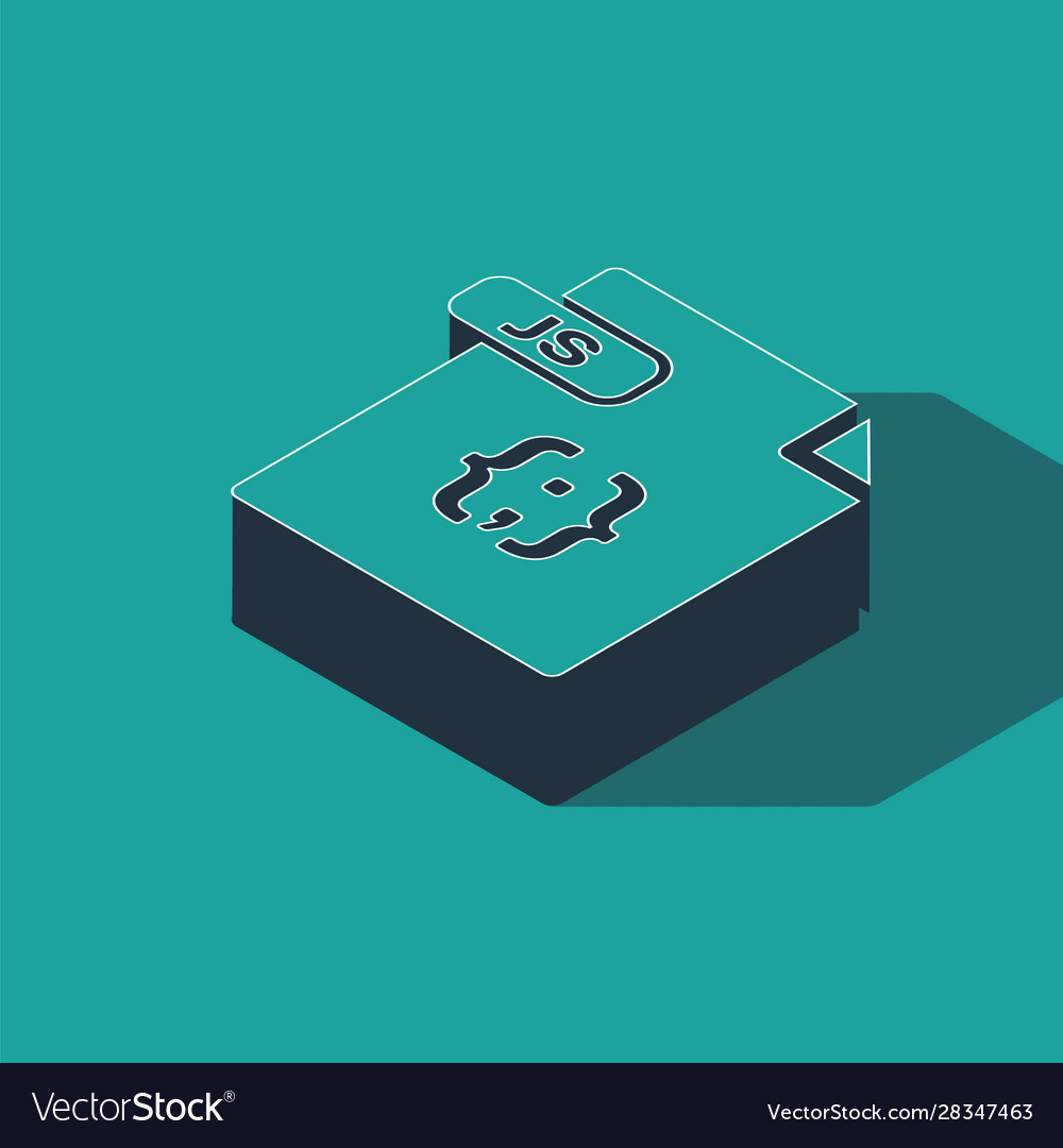 Isometric js file document download button vector image Isometric js file document download button