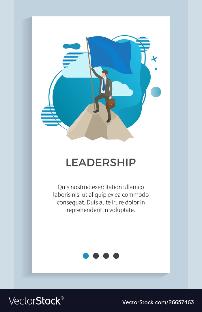 Leadership male holding blue flag on pole Vector Image