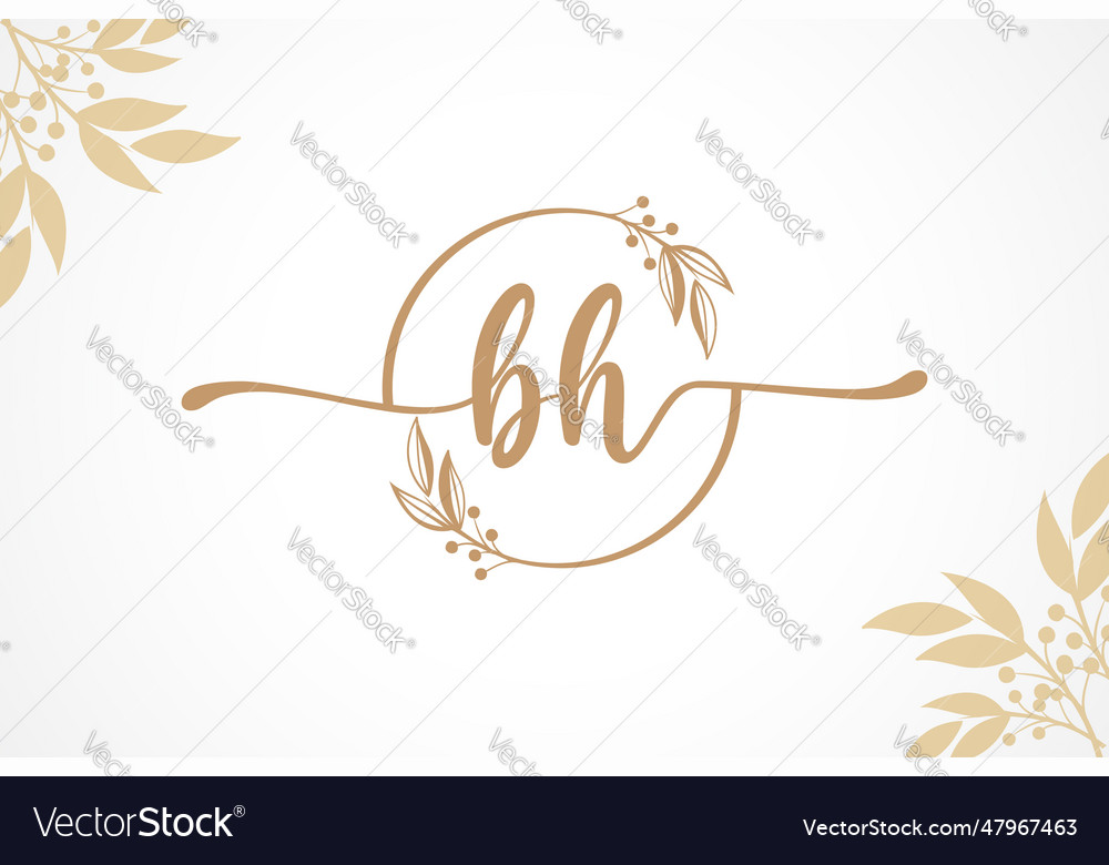 Luxury gold signature initial bh logo design Vector Image