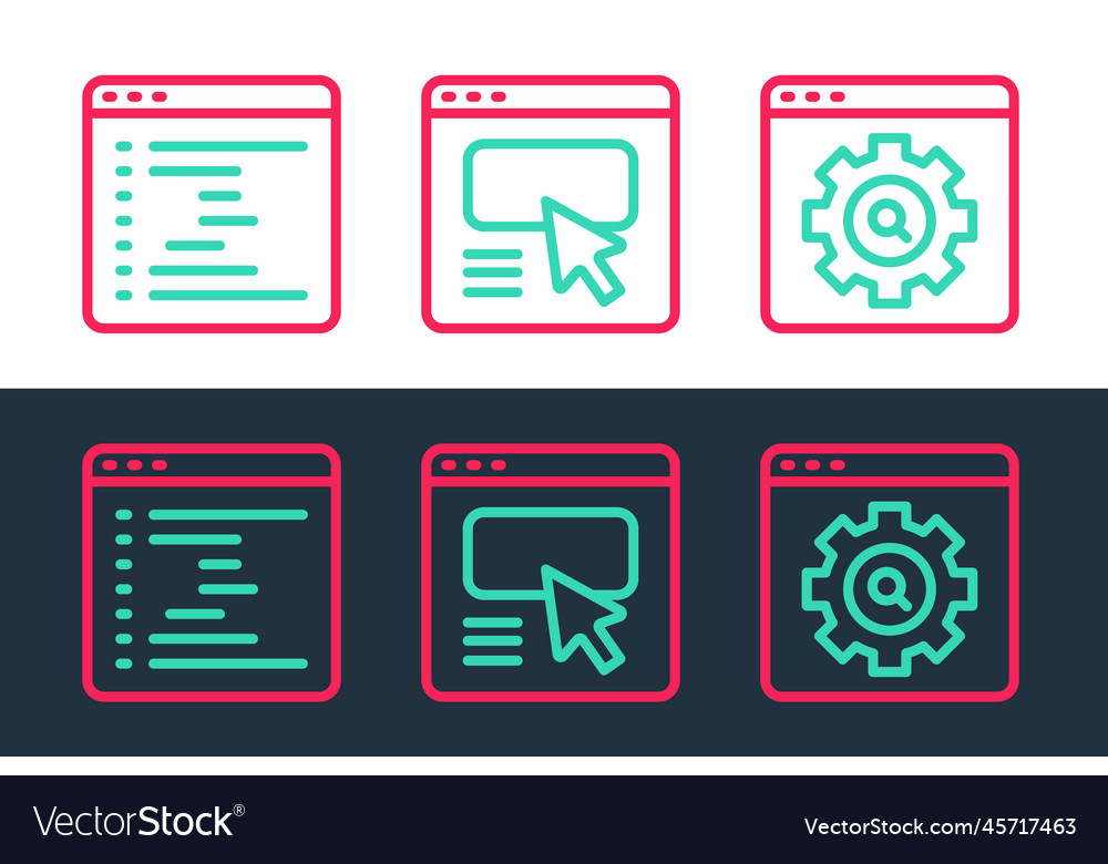 Set line browser setting window and ui or ux Vector Image Set line browser setting window and ui or ux
