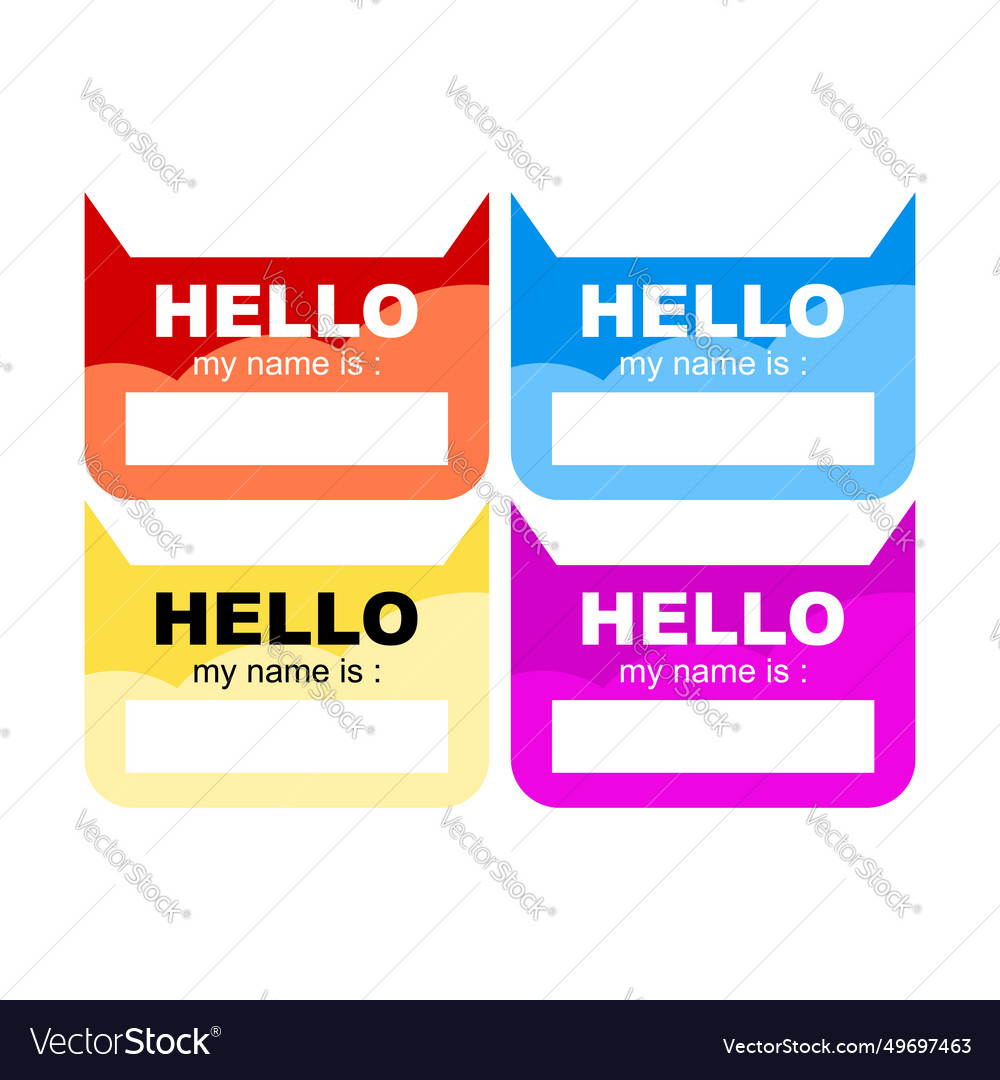 Set of four frames with the words hello
