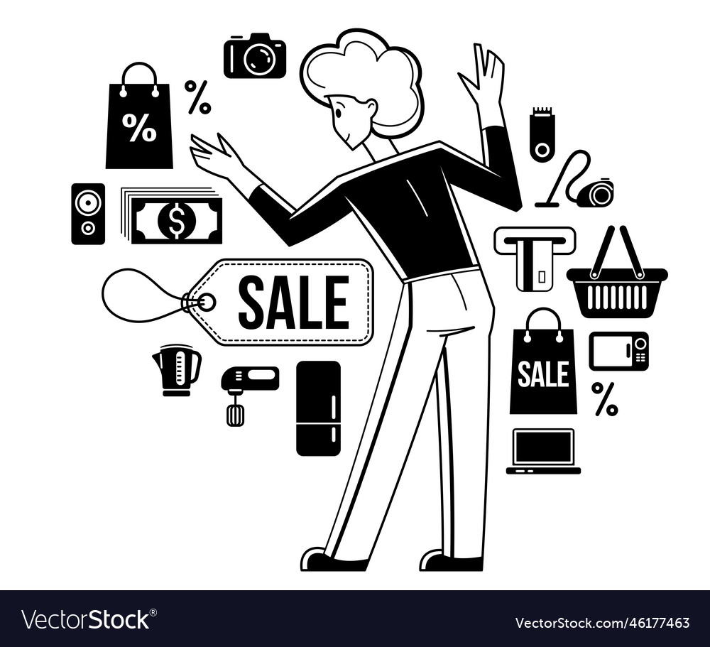 Shopping and discount outline store worker