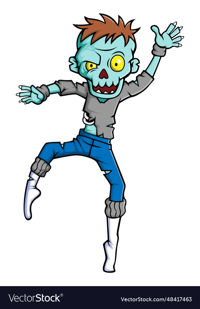 Spooky zombie dancer cartoon character on white Vector Image