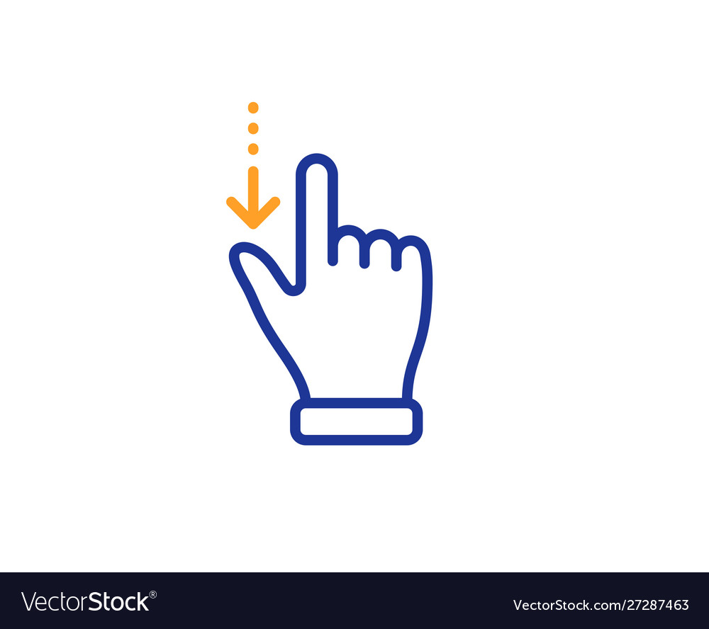 Touchscreen gesture line icon slide down arrow