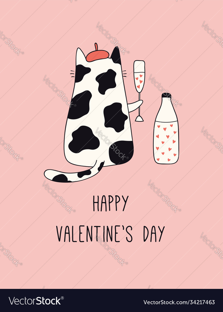 Valentine card with cute cat