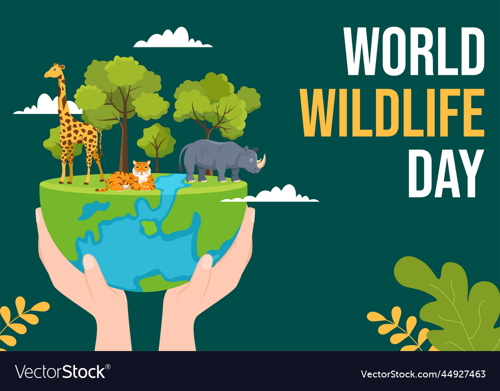 World wildlife day on march 3rd to raise animal Vector Image