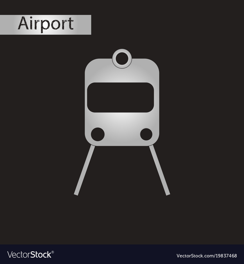 Black and white style icon train airport