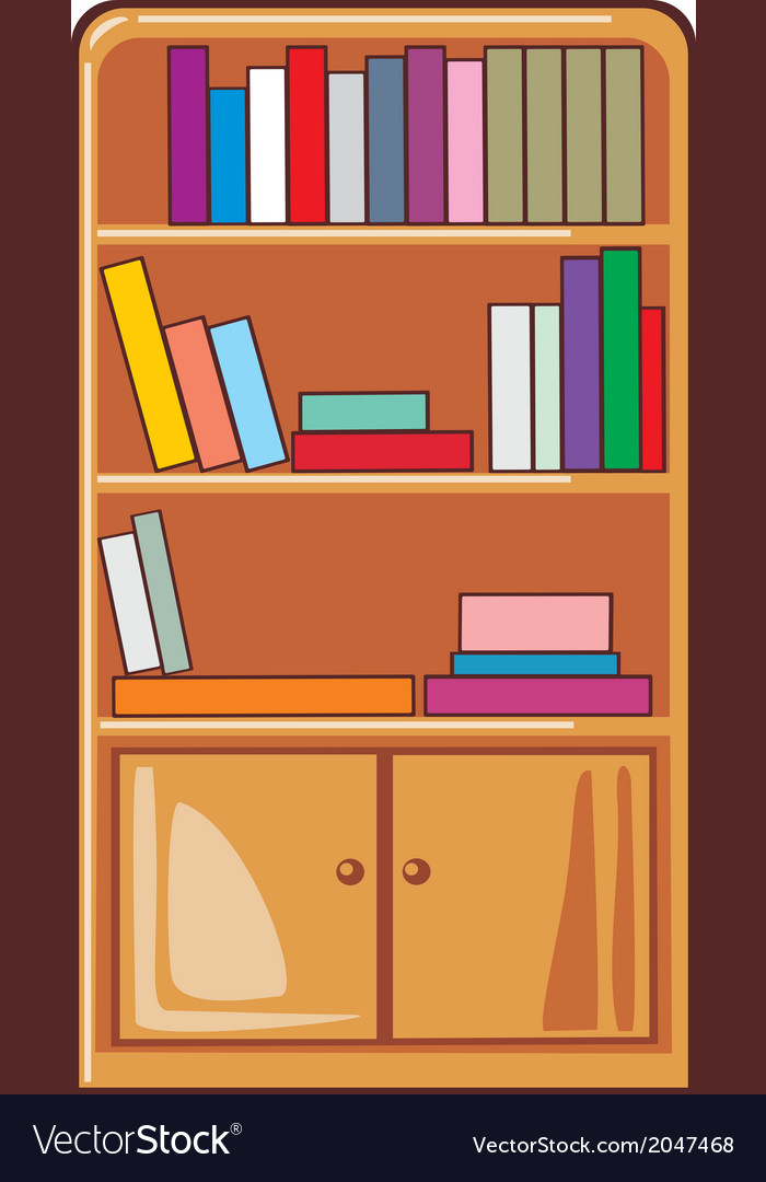 Books on wooden shelves Royalty Free Vector Image