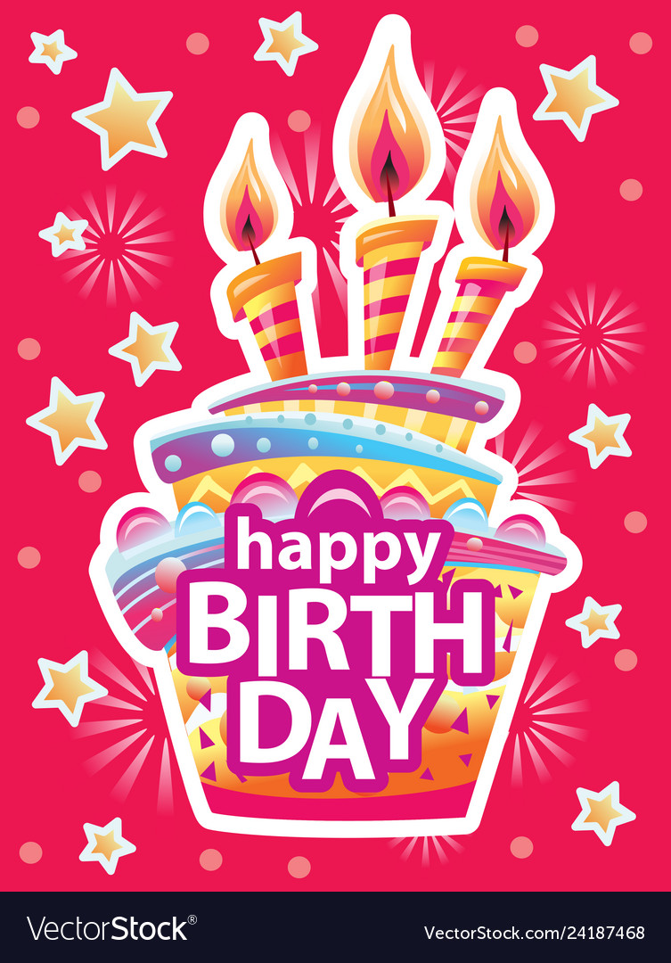 Card with birthday cake and candles birthday Vector Image