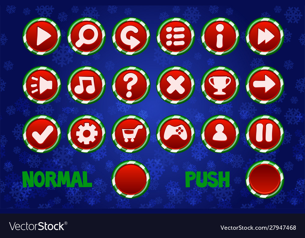 Christmas circle buttons for web and 2d games ui