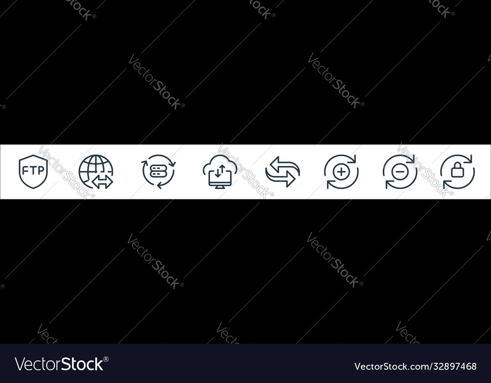 Data transfer line icons linear set quality vector image Data transfer line icons linear set quality