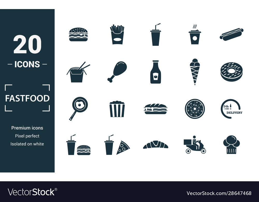 Fastfood icon set include creative elements