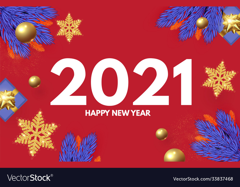 Happy new 2021 year design template with gifts