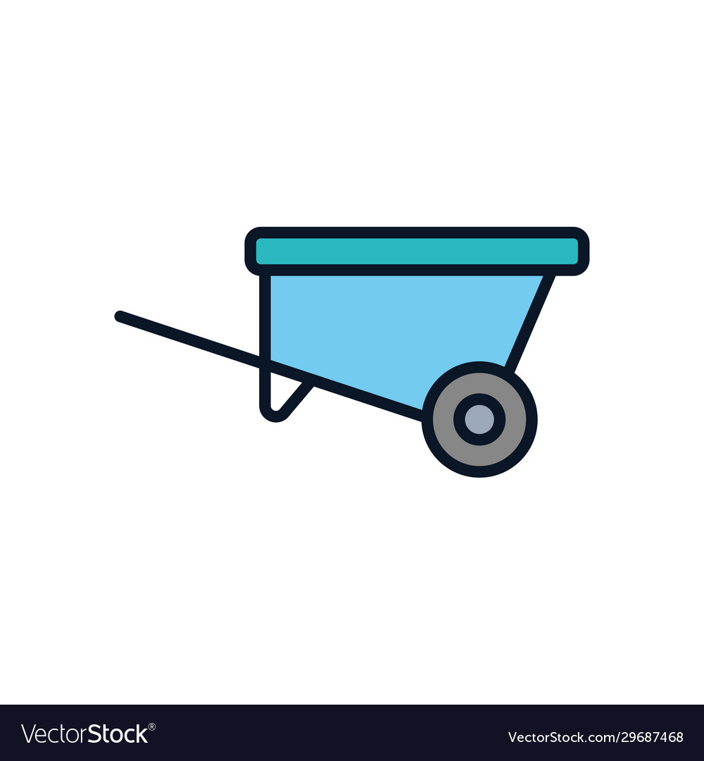 Isolated wheelbarrow tool line fill style icon