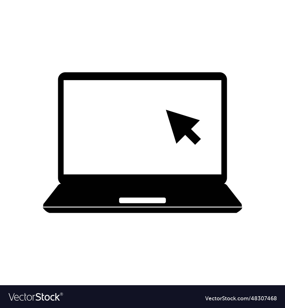 Laptop with pointer or cursor icon simple solid vector image Laptop with pointer or cursor icon simple solid
