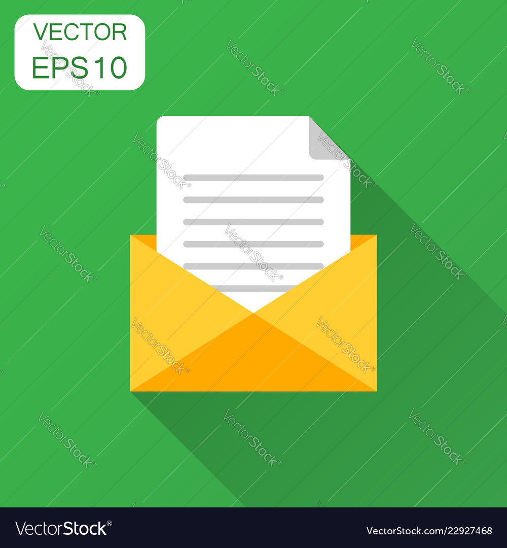 Mail envelope icon in flat style email message vector image Mail envelope icon in flat style email message