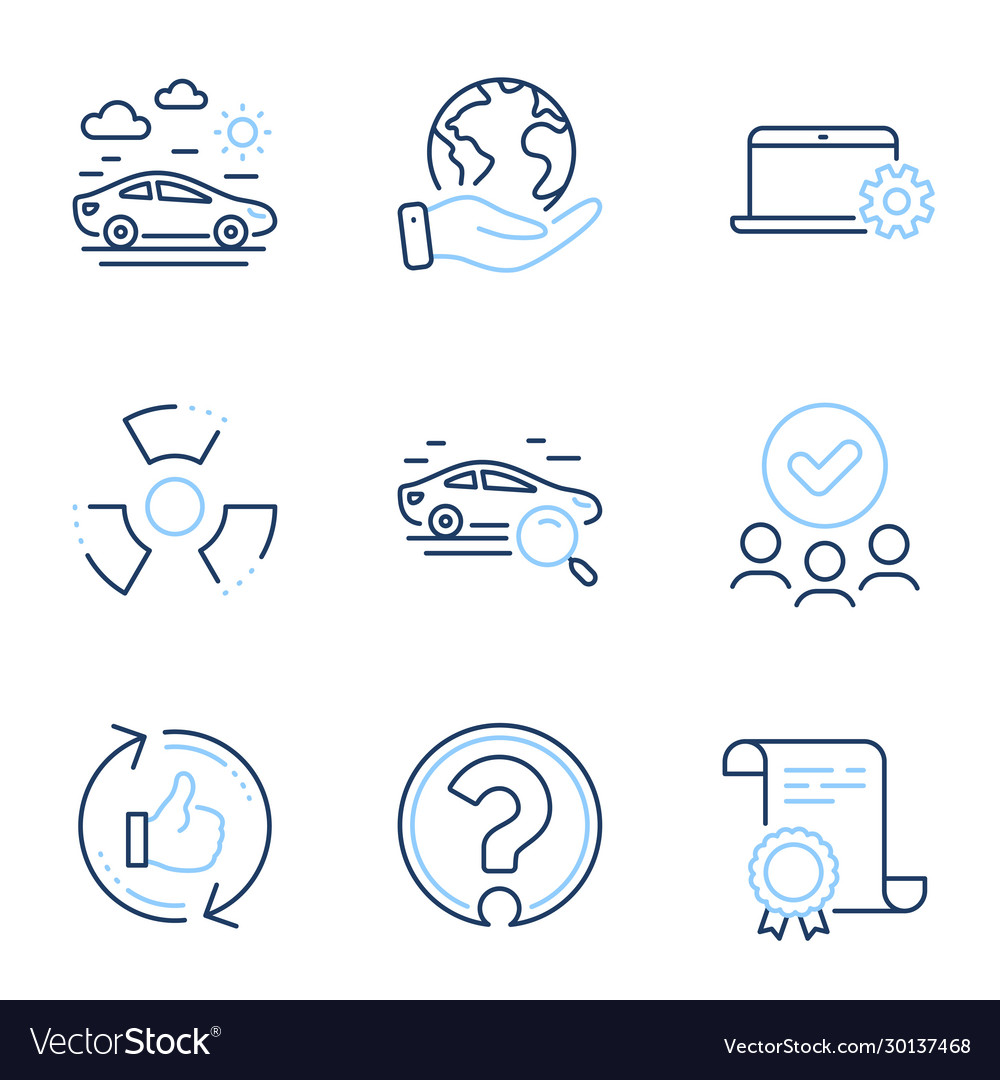 Refresh like question mark and search car icons vector image Refresh like question mark and search car icons